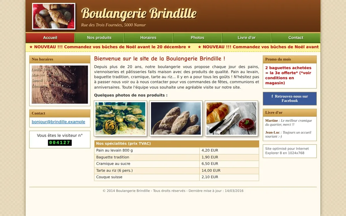 Exemple : ancien site d'une boulangerie namuroise, chargé et peu lisible